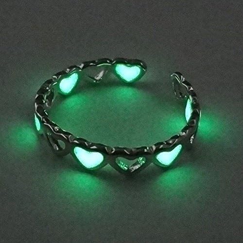 Fashion Women Men Rings Glow In The Dark Heart Valentine's Day Gift Punk Lovers (green heart)