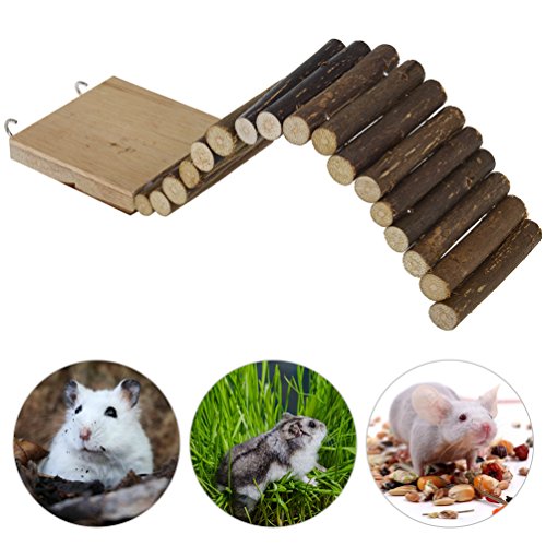 Petacc Hamster Ladder Wooden Pet Bridge Toy Funny Small Animal Fence for Hamsters, Guinea Pigs and Parrots, 11'' Long - Thumbnail 6