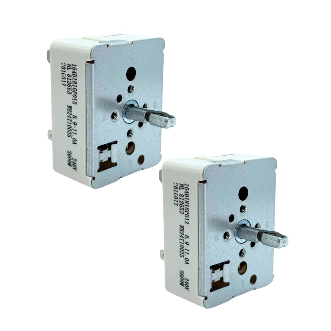 Photo 1 of 2 Pack - WB24T10025 Infinite Switch Compatible with GE Electric Range, Surface Burner Control 8 Inch, General Electric Stove Parts, Works for GE Appliance Parts, Kenmore, Hotpoint Stove