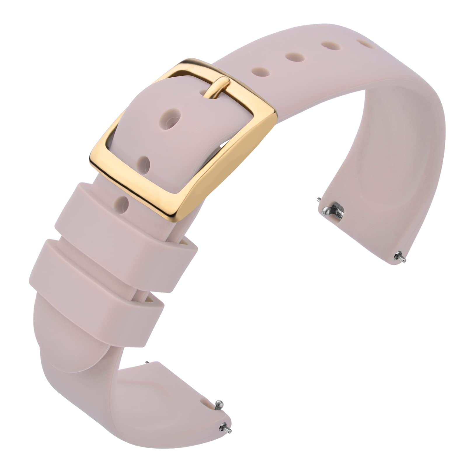 ANNEFIT Silicone Watch Straps, Quick Release Rubber Sport Band 20mm with Classic Gold Clasp (Light Pink)