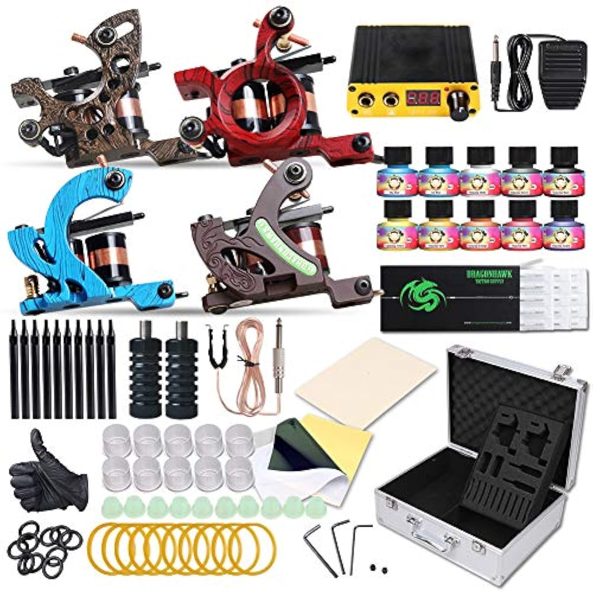 Dragonhawk Complete Tattoo Kit Tattoo Machine Guns Power 10 4 Standard