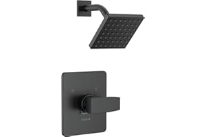 Delta Modern 14 Series Shower Faucet Set, Matte Black Shower Head and Handle Set, Valve Trim Kit, Matte Black T14267-BL-PP (Valve Not Included)