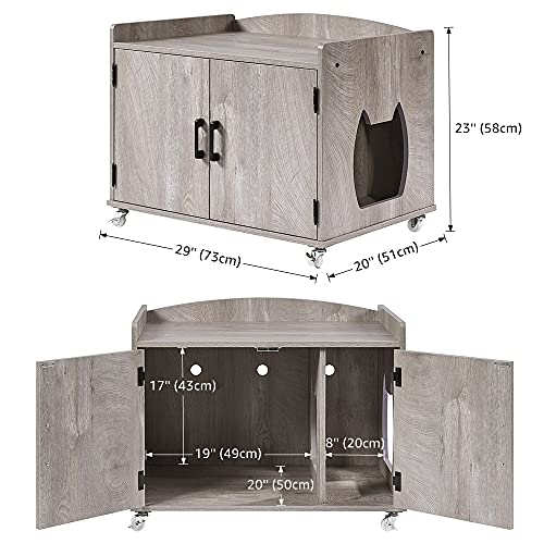 beeNbarks Cat Litter Box Enclosure with Wheels, Cat Washroom Storage