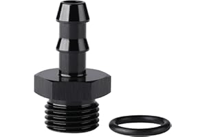 Podavelle 6AN -6 ORB Male to 1/4 Hose Barb Straight Fitting Adapter Aluminum Black