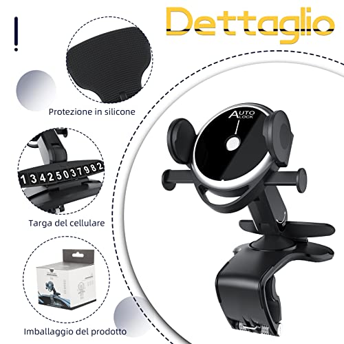 Liamostee Car Phone Holder, 360 Degrees Rotation Car Mobile Phone Holder, Universal Car Phone Holder with Spring Clip, Car Phone Holder Compatible with All Phones (New Black)