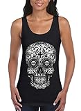 Shop4Ever® Sugar Skull black & white Women's Tank Top Day of Dead Tank Tops