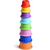 ZYFLSQ Stacking Cups Baby Toy 8 Pcs, Nesting Cups for Babies 6 Months+, Bath Toys with Pattern for Kids, Montessori Educational Toys for Toddler