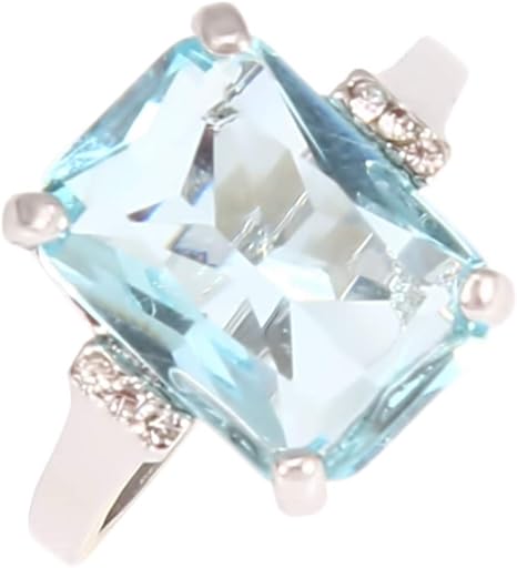 Amazon Co Jp 火の色 リング ブルートパーズ 大きな長方形 プリンセス デザイン 11月 誕生石 シルバー 指輪 婚約 結婚式 アクセサリー スカイブルー ホーム キッチン