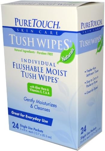 PURETOUCH SKIN CARE WIPES,TUSH,FLUSHABLE, 24 CT