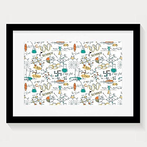 HUANGLING Science Lab Objects Education Themed Drawing Scientific Formulas Biology Chemistry Framed Wall Art Prints For Home Decoration Black