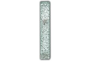 MUNDO JUDAICO Mezuzot Modern Glass Mezuzah Case in Shatterd Glass Design Waterproof Judiaca Door Mezuzah Home Blessing and Protection Cover (10CM and 12CM) (6 Inch)