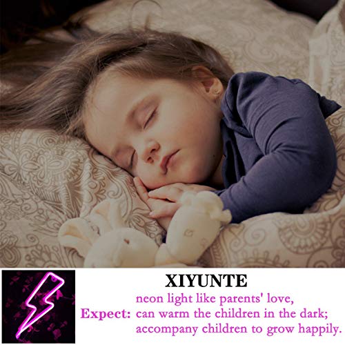XIYUNTE Lightning Bolt Neon Light Pink Signs Wall Decor, LED Night Lights Room Decor Battery or USB Powered Neon Light Signs Light up Lightning Lamps for Kids Room,Christmas,Bar,Festive Party