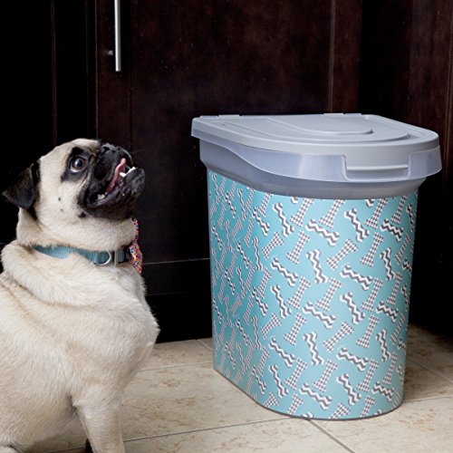 Paw Prints 37914 15 lb. Bones Design Plastic Pet Food Bin, 12.5" L x 9.75" W x 13.38" H