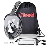 Full Face Snorkel Mask New Model with 180° Panoramic Viewing, Non-Toxic Silicone Materials, Easy-breath Longer Tube, Improved Anti -Fog & Anti-Leak Technology + FREE BONUSES. By Vreef