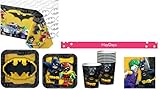Lego Batman Birthday Party Supplies Pack for 8 Guests - Lunch Plates, Dessert Plates, Lunch Napkins, Cups, and a Table Cover