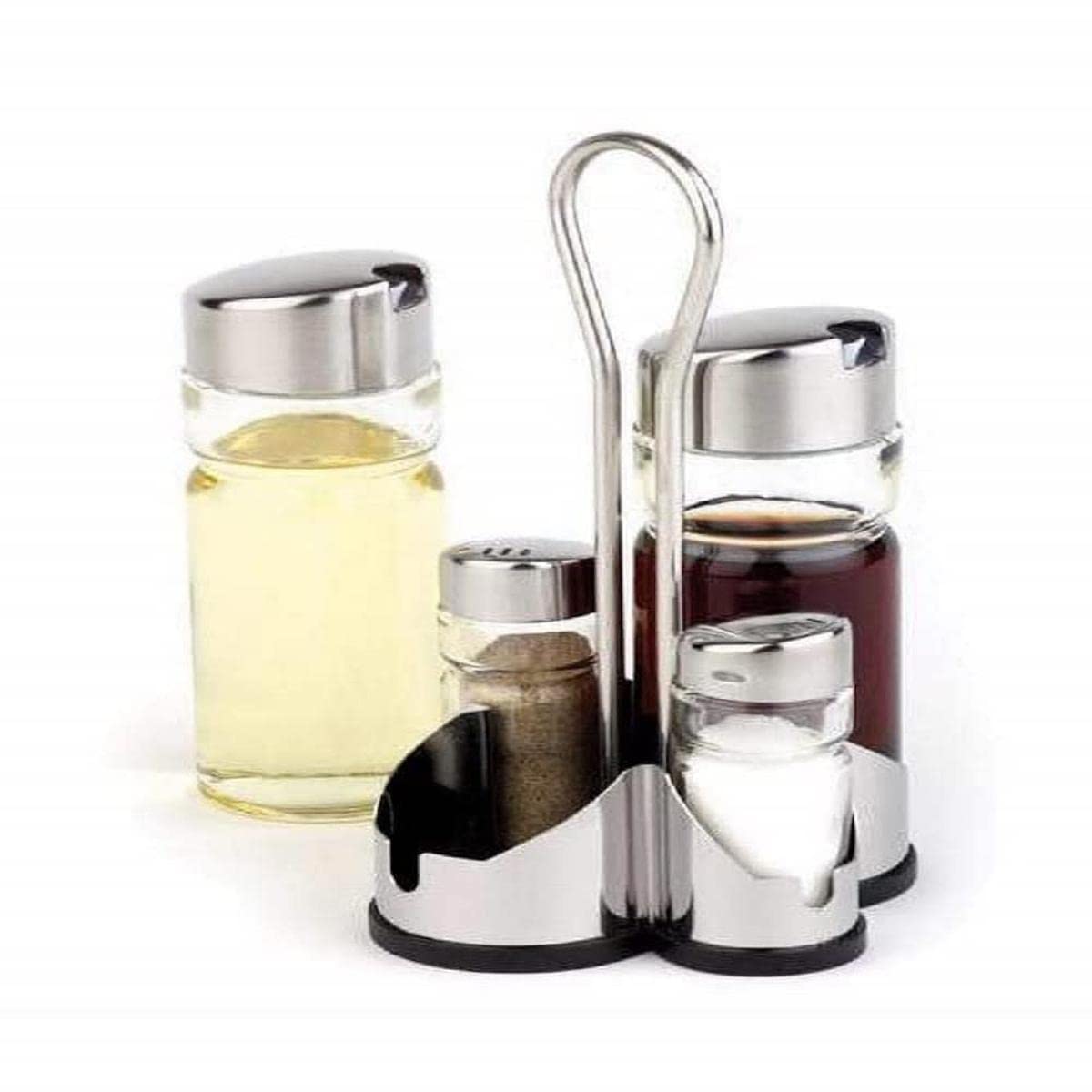 APS CF297 Complete Cruet Set and Stand for Salt, Pepper, Vinegar and Oil (Pack of 5)