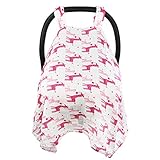 Multi-Use Breast Feeding, Nursing Cover. Cozy Baby Car Seat Covers For Longer Sleep. Muslin Cotton Baby Car Seat Canopies To Protect From Sun, Bugs, Dust & Allergens. Perfect For Summer For Girl.