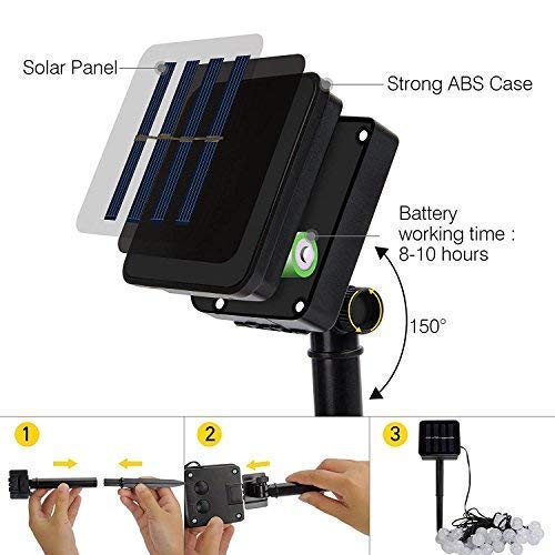 UPOOM Solar String Lights Garden, 24FT 50LED Outdoor Solar String Lights Garden Crystal Ball Decorative Lights Waterproof Indoor Outdoor Fairy Lights for Garden, Patio, Yard, Christmas