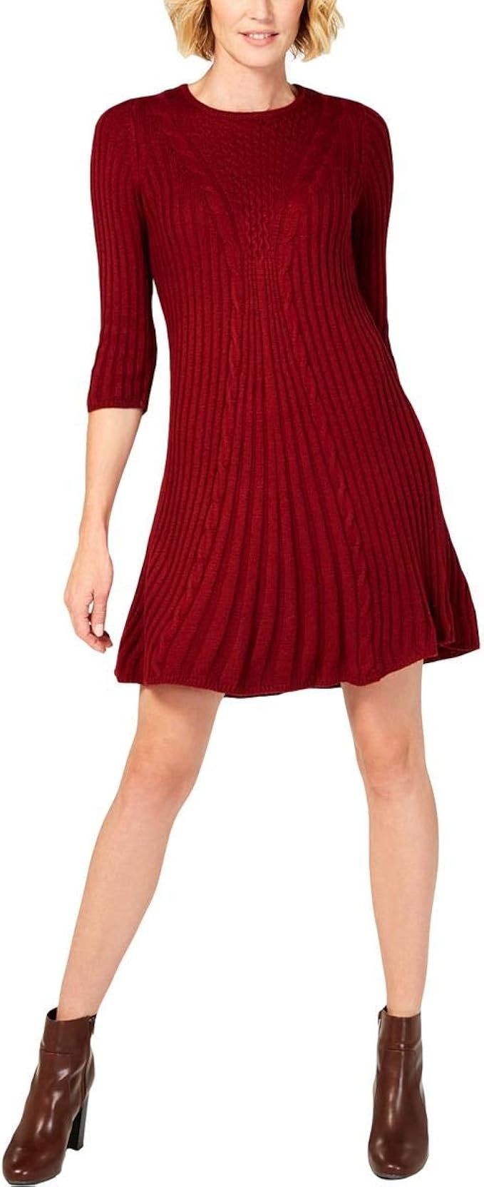 red mini sweater dress