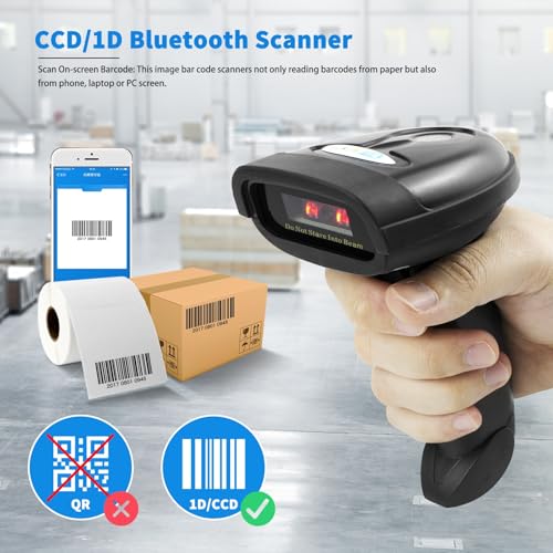 NETUM Escáner de código de barras Bluetooth, compatible con función inalámbrica y Bluetooth 2.4G y conexión por cable, conecta teléfono inteligente, tableta, PC, lector de código de barras (NT-1228BC)