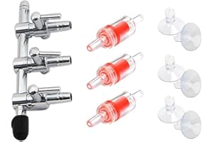 BornFeel Aquarium Air Pump Splitter 10 in 1 Set 3-Way Air Flow Control Lever Valve & 3 Non-Return Check Valves & 6 Suction Cups for Fish Tank Airline Air Tube Hose