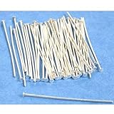Femitu 50 Head Pins Sterling Silver plated 24 Gauge 1.5-Inch