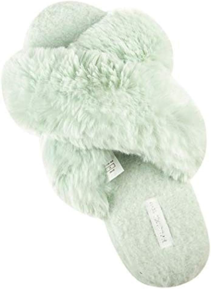 Women's Cross Band Soft Plush Fleece House/Outdoor Slippers