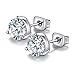Anni Coco 18K White Gold Plated Stainless Steel Brilliant Cut Round Clear CZ Stud Earrings, 4-9mm 6 Pairs
