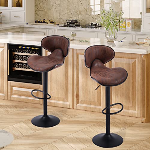 SUPERJARE Adjustable Counter Height Bar Stools Set of 2, Swivel Tall