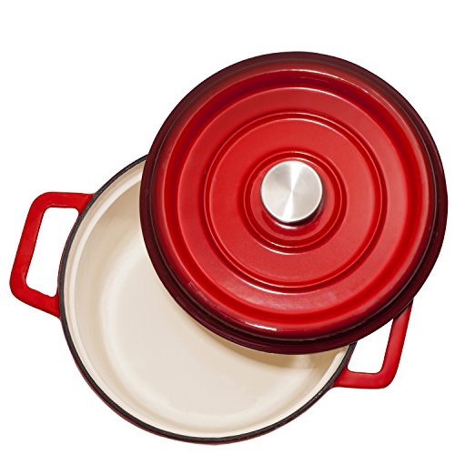 Bruntmor PreSeasoned 6.5 qt Enameled Cast Iron Round Dutch Oven, 6.5