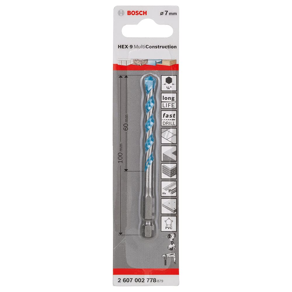 Bosch 2607002778 Multi-Purpose Drill Bits Hex-9 Multi Construction 7X50X100Mm
