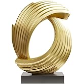 XYQXYQ Golden Wave Resin Origami Statue Modern Abstract Home Decoration Emphasizes Abstract Office Desk Carving Table Family Bedroom Living Room Garden Office Golden Stripe Decoration (B)