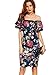 Floerns Women's Floral Ruffle Off Shoulder Party Sexy Bodycon Dress Navy S