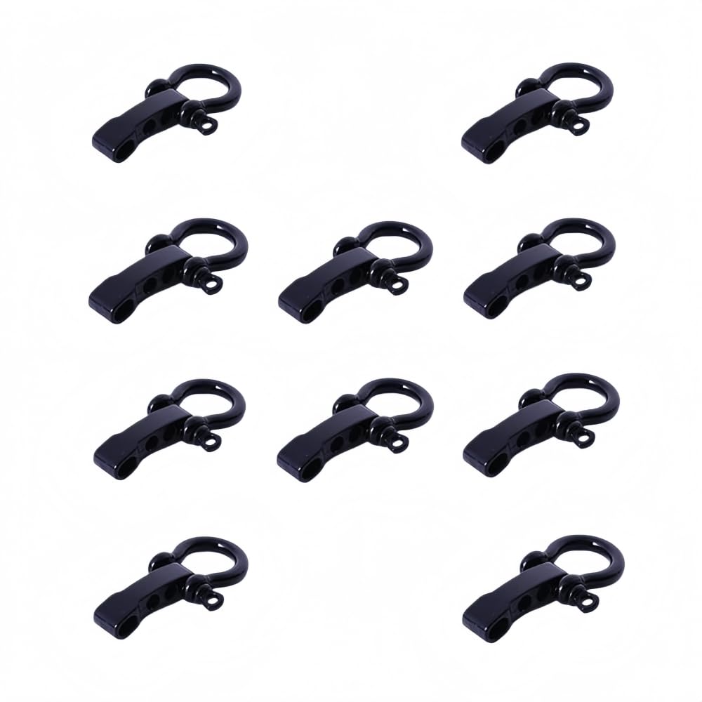 ZYMY 10 sets of alloy Paracord buckle, adjustable D buckles Paracord bracelet buckle survival U shape (black)