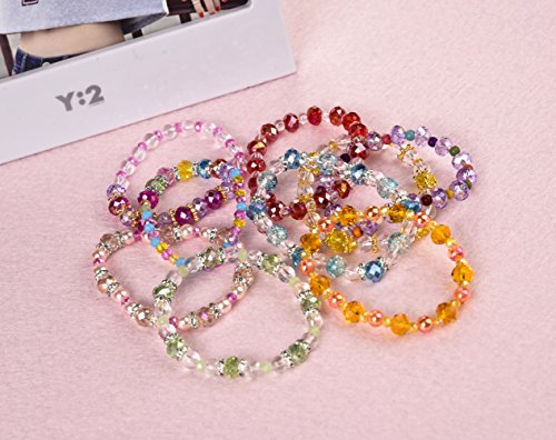 PinkSheep Friendship Bracelets for Kids, Crystal Beaded Bracelets, 10 PC, Princess Charm Bracelet - Thumbnail 3