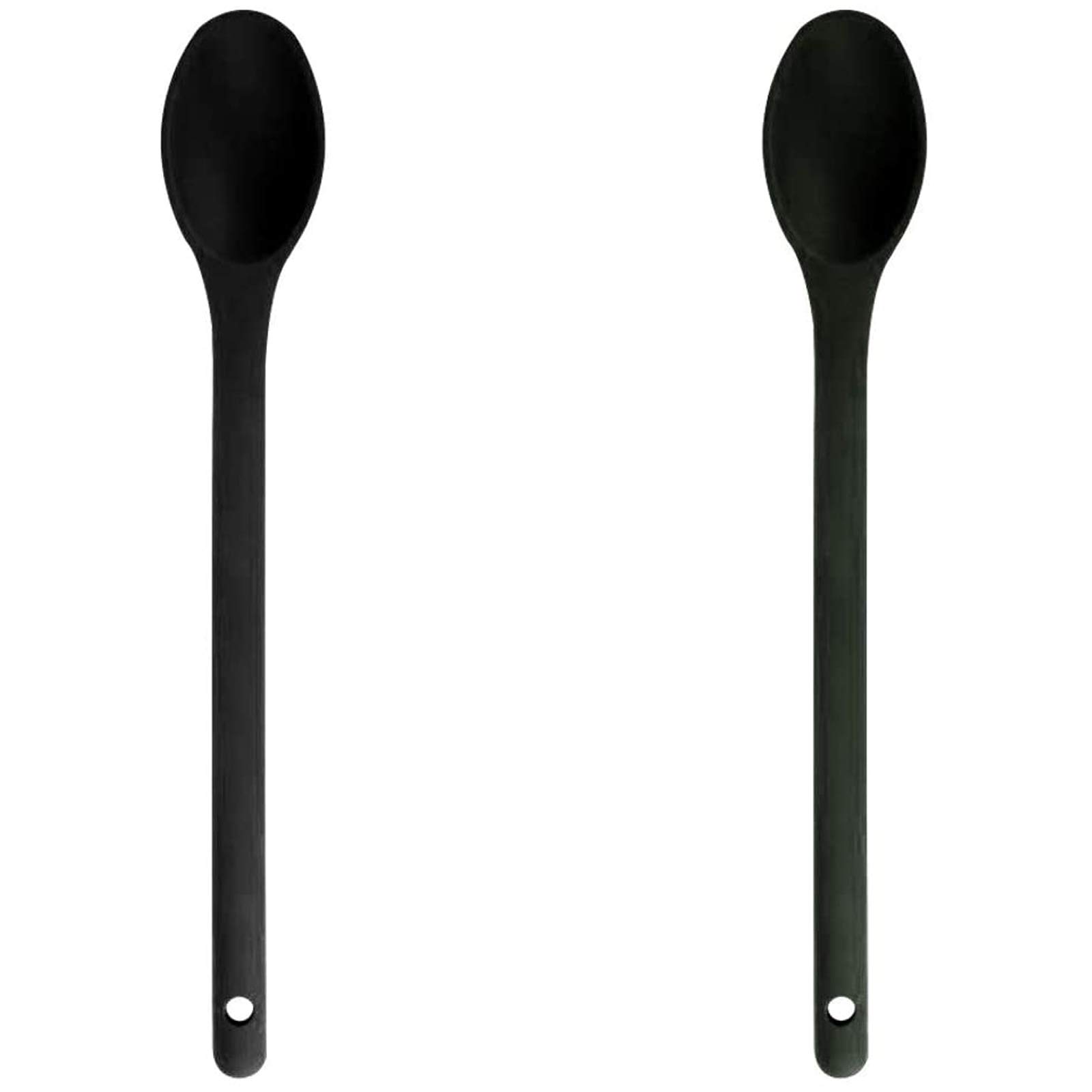 Baker Boutique Silicone Nonstick Kitchen Spoon Set 2 Pieces, BPA Free and FDA Grade, Heat-Resistant Cooking Spoons Set for Stirring, Scooping and Mixing (Black)