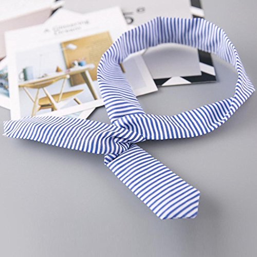 Vovotrade Toddler Kids Baby Girl Outfit Clothes Strapless Stripe Dress+Headband Set (2T, Blue)