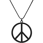 Dreuyet Peace Sign Pendant Necklace for Men Women Personalized Stainless Steel Punk Hippie 60s 70s Anti-war Pendant Necklace Halloween Party 1960s 1970s Hipster Accessories