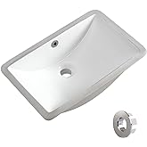Undermount Bathroom Sink 18.7"X11.9" Inch White Rectangular Porcelain Ceramic Vanity Basin with Overflow KARAMAG