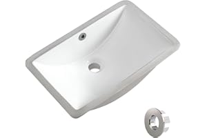 Undermount Bathroom Sink 18.7"X11.9" Inch White Rectangular Porcelain Ceramic Vanity Basin with Overflow KARAMAG
