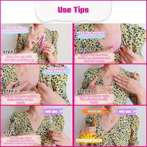 Body Adhesive Glue for Clothes 20ml, Sweat Proof, Water Wash Off Skin Adhesive, Fabric-Safe Liquid Fashion Glue Tape for Dancers, Women Bras, Wigs, Stockings
