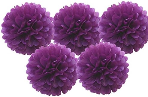 5pack Tissue Paper Pompoms Pom Poms Flower For Wedding Party Decorations Dark Purple 10"