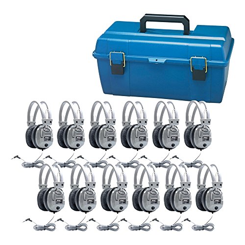 HamiltonBuhl Lab Pack, 12 SC7V Deluxe Headphones in a Carry Case