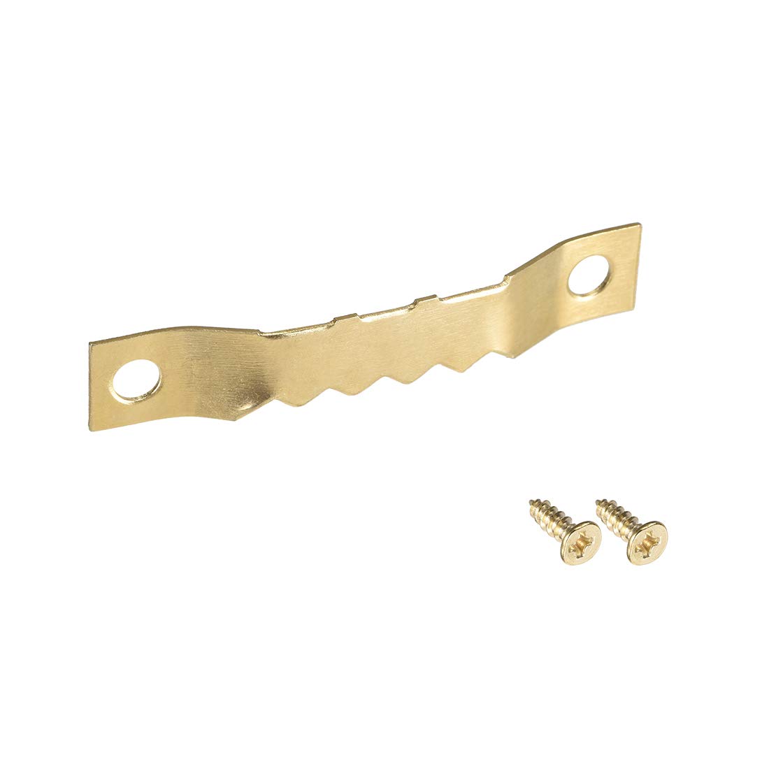 sourcing map Hangers, 1 3/4 Inch Double Hole with Screws for Picture Frame Hanging, 10 Pcs (Golden)