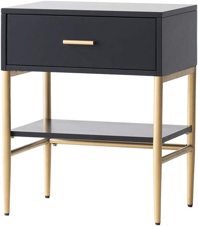 Bedside Table Unit With Drawer And Bottom Shelf Storage Moden 18 9x13 7x23 6inch Oak Nightstand Color Black Amazon Ca Home Kitchen