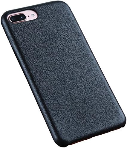 Genuine Leather iPhone 7 Plus Case,Guyshero Apple Cell Phone Case for iPone 7 Plus Ultra Slim Fit Back Cover with True Premium Real Leather Black