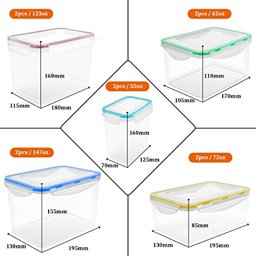 [10 Packs]Food Storage Containers,MCIRCO Airtight Flour Containers Pantry Storage Containers - Thumbnail 2