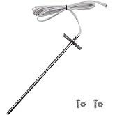 RTD Temperature Probe Replacement for Camp Chef PG24-44 | Fits SmokePro &amp; Woodwind pellet grills. 6-3/8" stainless sensor with 47" wire. Includes mounting hardware. OEM precision.