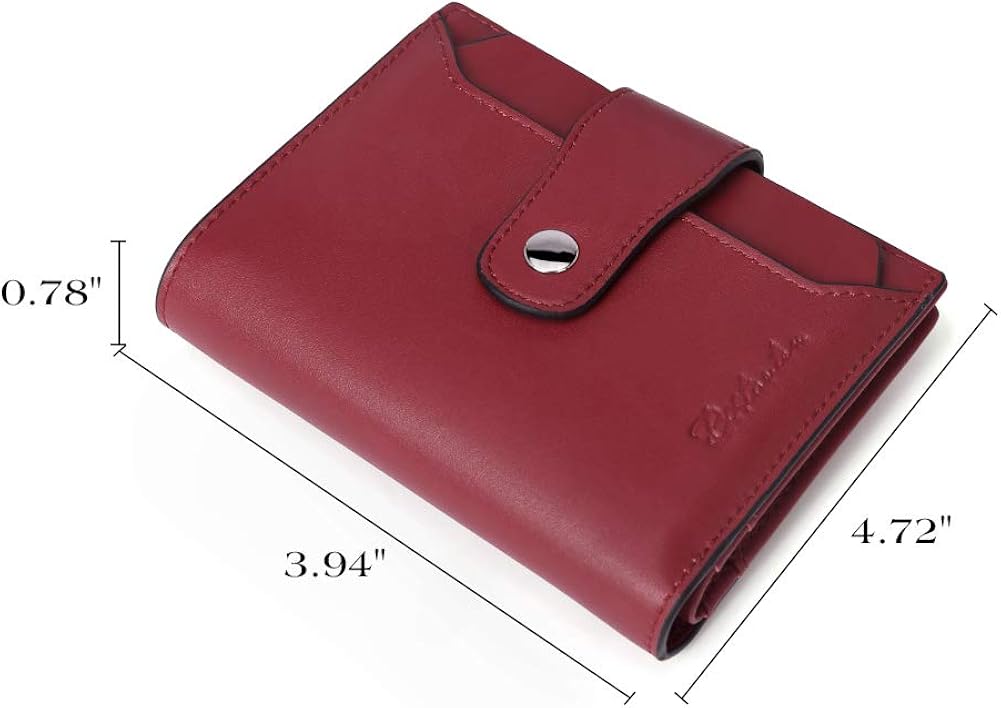 BOSTANTEN Women Leather Wallet RFID Blocking Small Bifold Zipper Pocket Wallet Card Case Purse with ID Window Wine Red