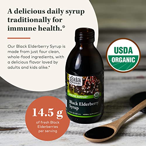 Gaia Herbs Black Elderberry Syrup Extra Strength Immune Support